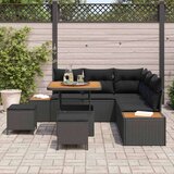 vidaXL 8 komadni set vrtnih sofa sa jastučićima od crnog poly ratana i akacije | shoptok.hr