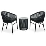 PVC 3-dijelni bistro set od ratana s jastucima crni | shoptok.hr