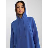 Fashion Hunters Basic dark blue midi sporty dress with a hood Cene