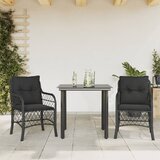  3-dijelni bistro set s jastucima crni od poliratana Crna Dužina stola 80 cm | Shoptok.si