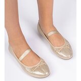 Gemre Golden women's ballet flats with an elastic bow Lerona | Shoptok.si