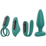 Sex HD - radijski 4-delni vibracijski komplet za polnjenje (turkizna) | Shoptok.si