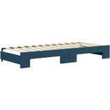  Dnevni krevet na razvlačenje s ladicama plavi 90x200 cm baršun | shoptok.hr