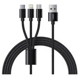 Veger V303 braided cable 3-in-1 USB-A to USB-C /Lightning /MicroUSB, 1.5 m, black | shoptok.hr