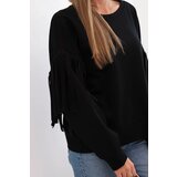 Kesi Włoski Women's butter-colored sweatshirt with decorative sleeves black | Shoptok.si