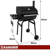 Kaminer vrtni roštilj na ugljen s poklopcem i termometrom 117x82x51 cm (velika rešetka, dimnjak, pribor) | Shoptok.si