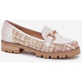 Laura Messi Ladies Leather Moccasins With Golden Detail Light Beige 2938 | shoptok.hr