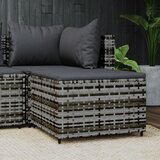 The Living Store Vrtni stolček za noge z blazino siv poli ratan - Naslon Za Noge, (21421826) Cene