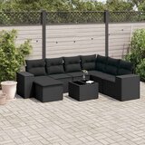  8-dijelni set vrtnih sofa od poliratana s jastucima crni | shoptok.hr