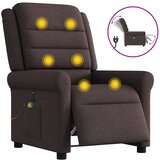 vidaXL električni masažni naslanjač temno rjavo blago | Shoptok.si