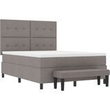  Postelja s škatlastim vzmetenjem z ležiščem in klopjo taupe 160x200 cm tkanina, (22082900) | Shoptok.si