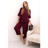 Kesi Włoski Cotton set blouse + trousers plum Cijene