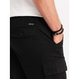 Ombre Men's single color shorts with cargo pockets - black | Shoptok.si
