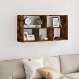 vidaXL Stenska polica dimljeni hrast 100x25x50 cm inženirski les | Shoptok.si