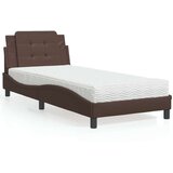  Postelja z vzmetnico rjava 90x200 cm umetno usnje, (21111675) | Shoptok.si