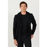 ALTINYILDIZ CLASSICS Men's Black Slim Fit Slim-Fit Mono Collar Cotton Patterned Blazer Jacket cene