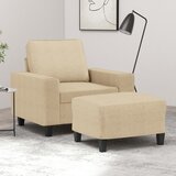  The Living Store Fotelj s stolčkom za noge krem 60 cm blago - Kavč S Stolčkom Za Noge, (21485095) Cene