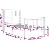  Posteljni okvir z vzglavjem črn 100x200 cm trden les, (20738218) | Shoptok.si