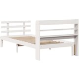 vidaXL Posteljni okvir z vzglavjem brez vzmetnice bel 100x200 cm | Shoptok.si