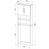 MID.YOU omarica za pralni stroj jutas, črna bela, 64 cm | Shoptok.si