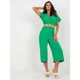 Fashion Hunters Green airy jumpsuit with short sleeves Cene