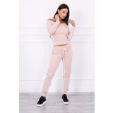 Kesi Set with double stripe in powder beige color Cene
