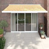 vidaXL zložljiva tenda rumena in bela 3x2,5 m blago in aluminij | Shoptok.si