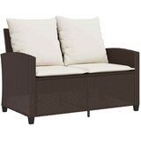  Vrtna sofa 2-sjed s jastucima i stolom smeđi poliratan | Eponuda.com