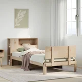 vidaXL Knjižna postelja brez vzmetnice 75x190 cm trdna borovina