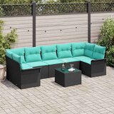  Vrtna sedežna garnitura 8 pcs Črna in turkizna 55 x 55 x 37 cm, (5000020335) | Shoptok.si