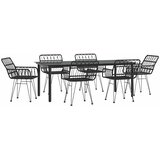  7-dijelni vrtni blagovaonski set od poliratana crni Crna Dužina stola 200 cm | shoptok.hr