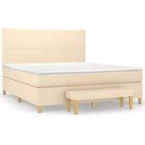  Krevet s oprugama i madracem krem 160x200 cm od tkanine | shoptok.hr