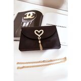  Clutch Bag With Decorative Heart Eco Suede Black Evilinas Cene