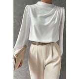 Fenzy Elegantna Bluza S Visokim Ovratnikom, Bijela Cijene