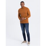 Ombre Men's knitted single-color turtleneck with viscose - camel Cene
