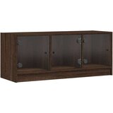 TV omarica s steklenimi vrati rjavi hrast 102x37x42 cm | Shoptok.si