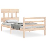 Maison Chic Posteljni okvir - Enojna postelja - Postelja za odrasle z vzglavjem 90x200 cm trden les-J9272, (21773348) | Shoptok.si