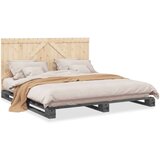 vidaXL Okvir za krevet s uzglavljem sivi 200 x 200 cm masivna borovina | shoptok.hr