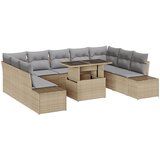 vidaXL 10-delni vrtni sedežni set z blazinami bež poly ratan | Shoptok.si