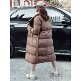 DStreet Płaszcz zimowy damski długi pikowany FAVI brązowy | Shoptok.si