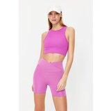 Trendyol Lavender Seamless Ribbed and Lightly Supported/Shaping Sports Bra Cene