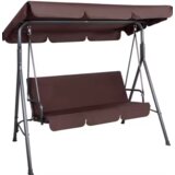  Three-person Garden Swing Rocking Cushions Mattress Brown | shoptok.hr