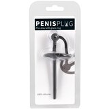 Penis Plug - silikonski obroček z votlo uretralno palico (črn) Cene