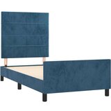  Posteljni okvir z vzglavjem temno moder 90x190 cm žamet, (20906688) | Shoptok.si
