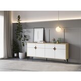Marckeric Bijela/u prirodnoj boji niska komoda u dekoru hrasta 185x79 cm Nola – | shoptok.hr