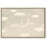  Slika - Little Conqueror - A Mouse in Heart Pajamas on the Moon Among Clouds 120x80 U prirodnom drvenom okviru | shoptok.hr