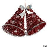  Božićni ukras privjesak zvona Traka za božićno drvce LED Svjetlo Bijela Crvena 52 x 31 5 x 7 5 cm (12 kom.) u