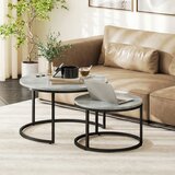  Moderni set od 2 stolića za kavu složivi bočni stolići s metalnim okvirom za dnevni boravak spavaću sobu ured sivi | shoptok.hr