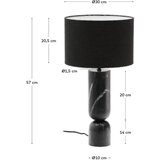 Kave Home Črna marmorna namizna svetilka s tekstilnim senčilom (višina 57 cm) Vex – | Shoptok.si