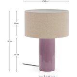 Kave Home Vijolična/bež namizna svetilka s tekstilnim senčilom (višina 52 cm) Toneric – | Shoptok.si